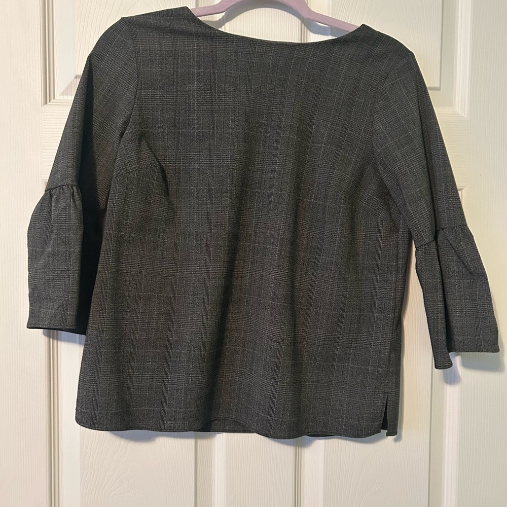 Reitmans Gray Boxy Blouse with Three-Quarter Sleeves